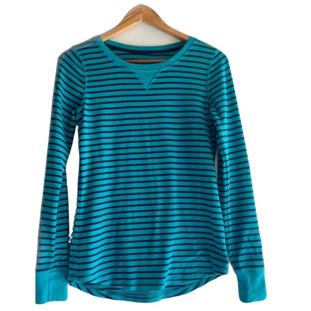 Made For Life Aqua‎ And Blue Stripped Pullover Long Sleeve Top Size Small